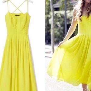 Banana Republic yellow pleated maxi dress